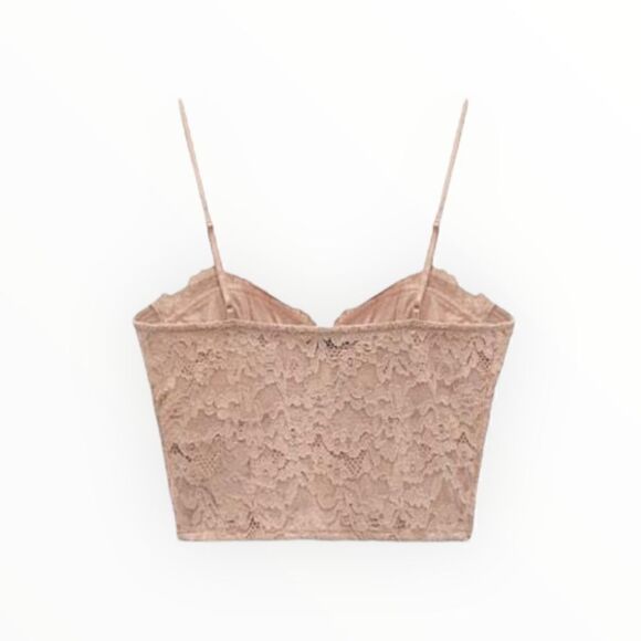 ZARA | Beige-Pink | LACE CORSET STYLE TOP - Picture 3 of 9